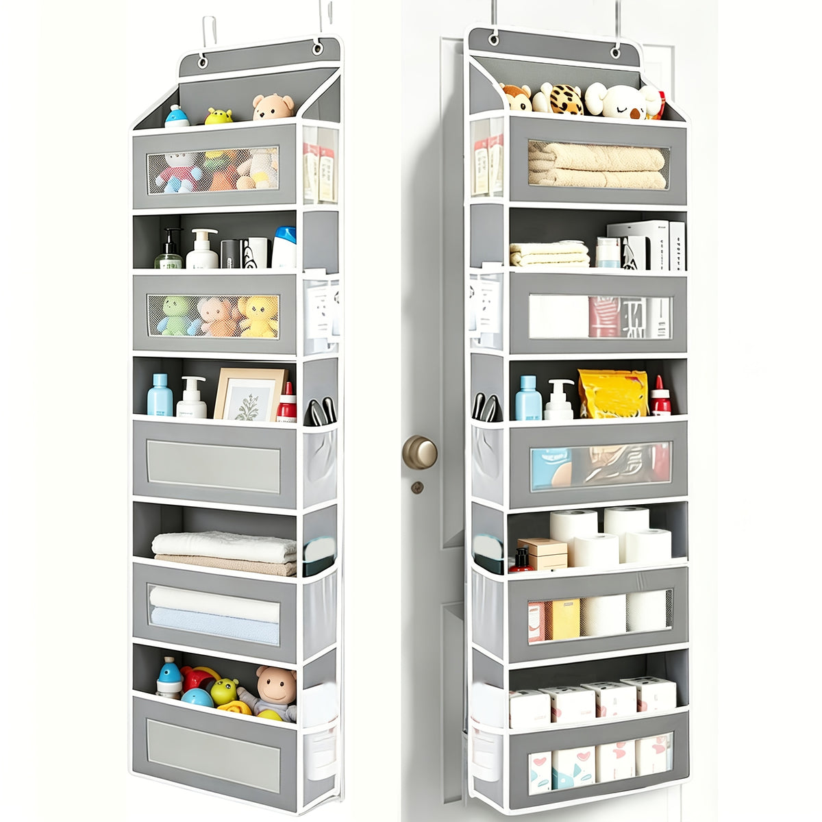 5-Shelf Over-the-Door Organizer with 10 Storage Pockets, No-Drill Hanging Door Storage for Nursery, Bedroom, Bathroom and Pantry Essentials
