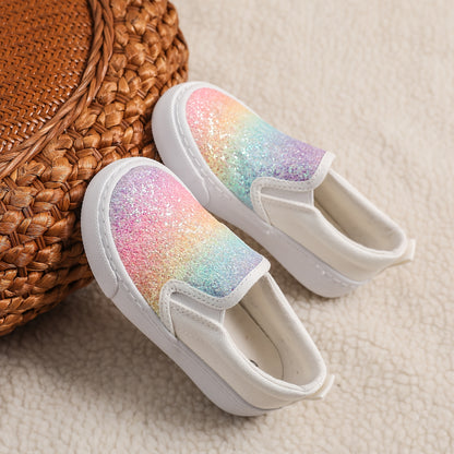 Gradient Canvas Slip-On Sneakers for Toddlers and Kids, Lightweight Colorful Casual Shoes for Easy On-and-Off Everyday Wear in US Kid Sizes