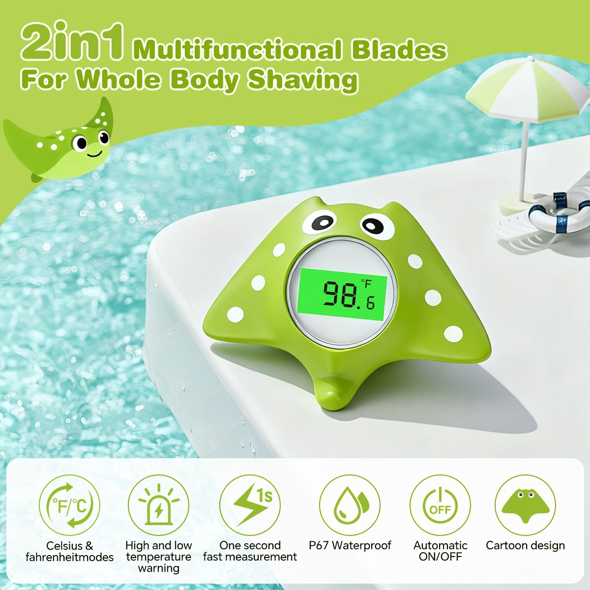Digital Baby Bath Thermometer with Floating Design, Auto On/Off and Three-Mode Water Temperature Alert for Infant Bathtime