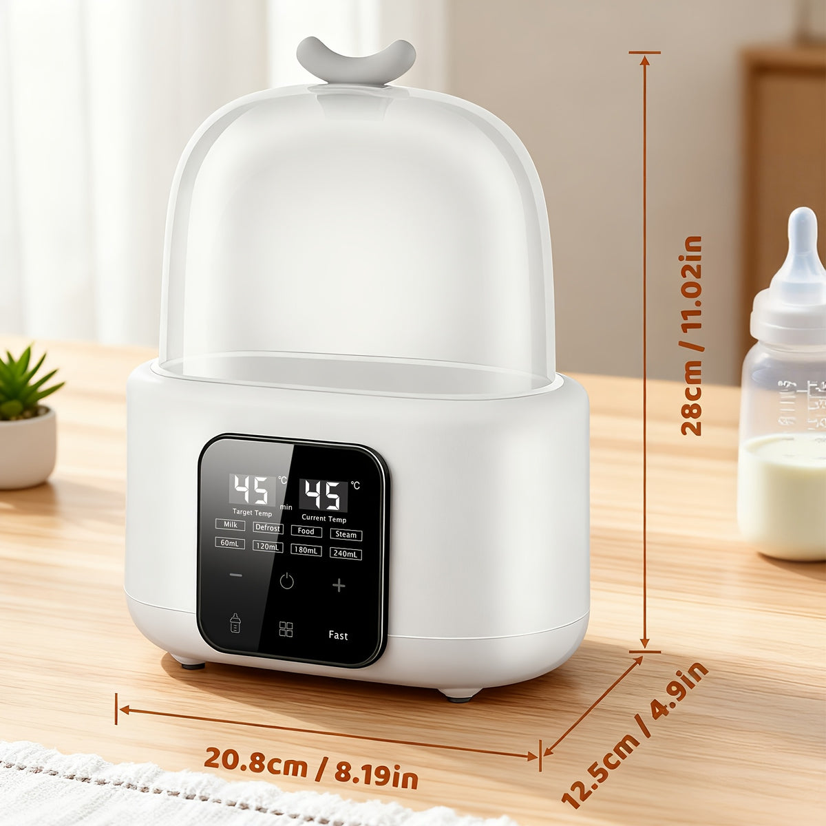 Dual Baby Bottle Warmer for Breast Milk and Formula, 6-in-1 Countertop Milk Heater with Timer, Defrost, Keep-Warm and Baby Food Jar Heating