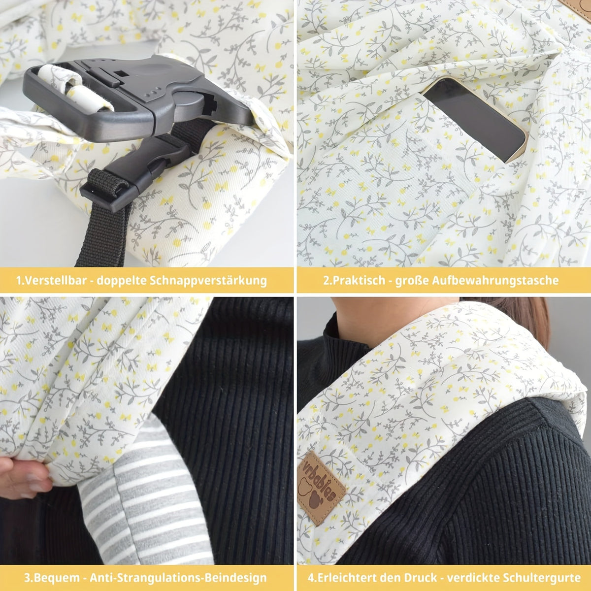 Pocketed Baby Sling Carrier for 1-24 Months, Vrbabies Lightweight Front Carry with Adjustable Shoulder Strap in Yellow Flower or Blue Porcelain