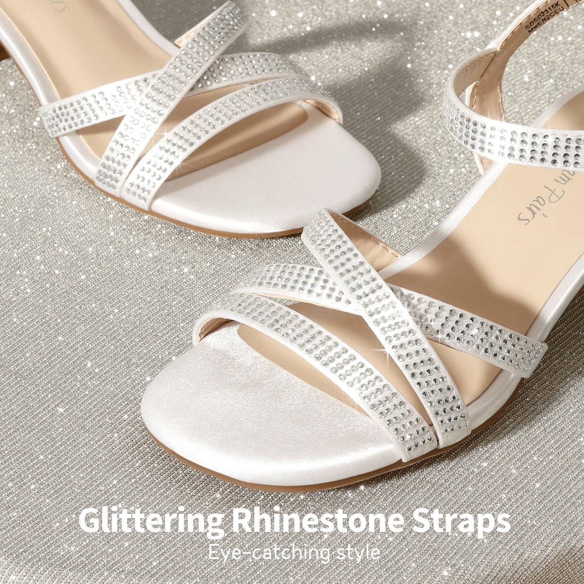Floral Girls Low Heel Sandals with Open Toe Design, Dress Shoes for Little and Big Kids in Gold, Rose Gold, Silver or White for Weddings and Parties