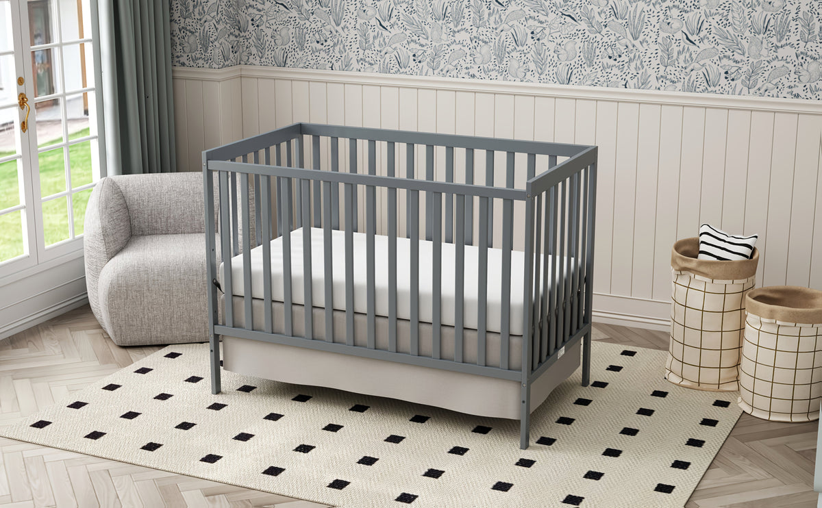 5-in-1 Convertible Crib by Goldzone, New Zealand Pine Wood Baby Crib with 4 Adjustable Mattress Heights, Toddler, Daybed and Full-Bed Options
