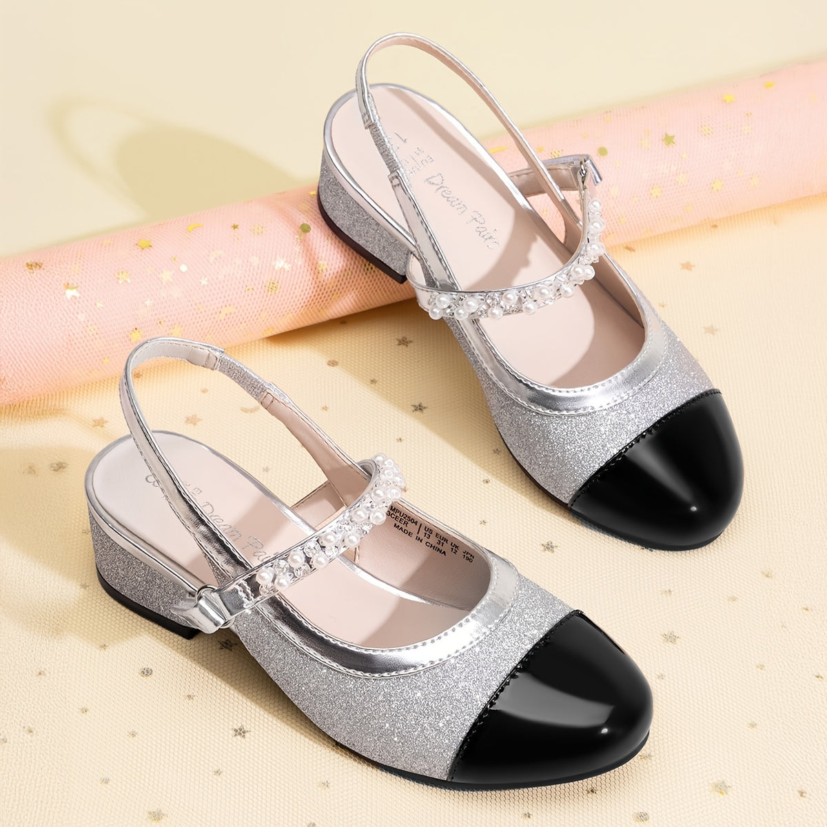Girls Slingback Party Heels with Round Toe, Dress Shoes for Little and Big Kids for Weddings, Flower Girl Outfits and Princess-Inspired Occasions