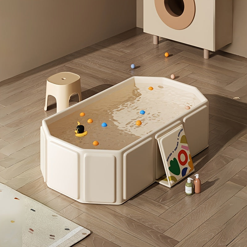 Space-Saving Foldable Kids Bathtub with Non-Slip Base, Portable Collapsible Bath Tub for Small Bathrooms, Family Travel and Easy Storage