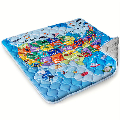Patterned Baby Floor Mat 50 x 50 Inches, Soft Washable Playpen and Crawling Surface with Anti-Slip Bottom for Tummy Time and Supervised Indoor Play