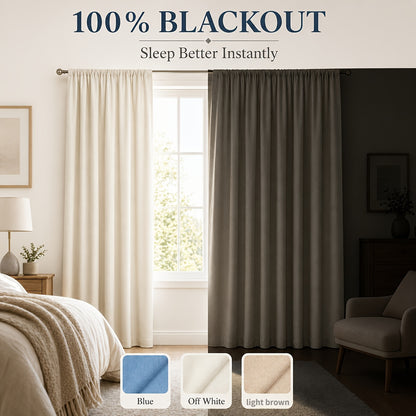 Blue Nursery Blackout Curtains 4-Panel Set, 52 x 63 Inch Coated-Lining Window Drapes with Four Hanging Methods for Bedroom Privacy