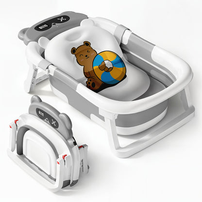 Compact Baby Bath Tub with Soft Cushion, Collapsible Infant Bathtub with Non-Slip Base for Supervised Newborn-to-Toddler Bathing, Home and Travel
