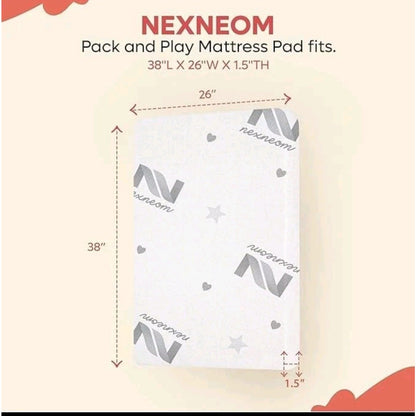 Playard Mattress 38 x 26 Inch Memory Foam Pad with Removable Washable Cover, Breathable Pack and Play Mattress Replacement for Compatible Playards, Check Fit Before Use