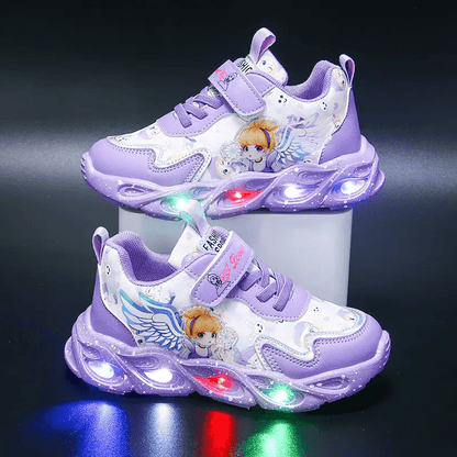 LED Light-Up Sneakers for Girls - Glow-in-the-Dark Casual Running Shoes, Fun Princess Style Light Up Shoes for Little Girls, Lightweight Everyday Wear