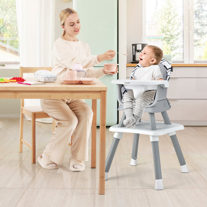 8-in-1 Baby High Chair with Activity Table, BABYJOY Convertible Feeding Seat with Removable Tray, Booster Mode and 5-Point Harness for Ages 6 Months to 6 Years