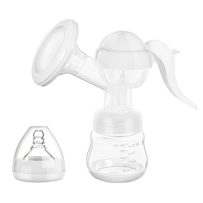 Manual Breast Pump with 5.07 oz Collection Bottle, Portable Hand-Operated Milk Expression Pump with Lever Handle in Purple or White for Nursing Moms