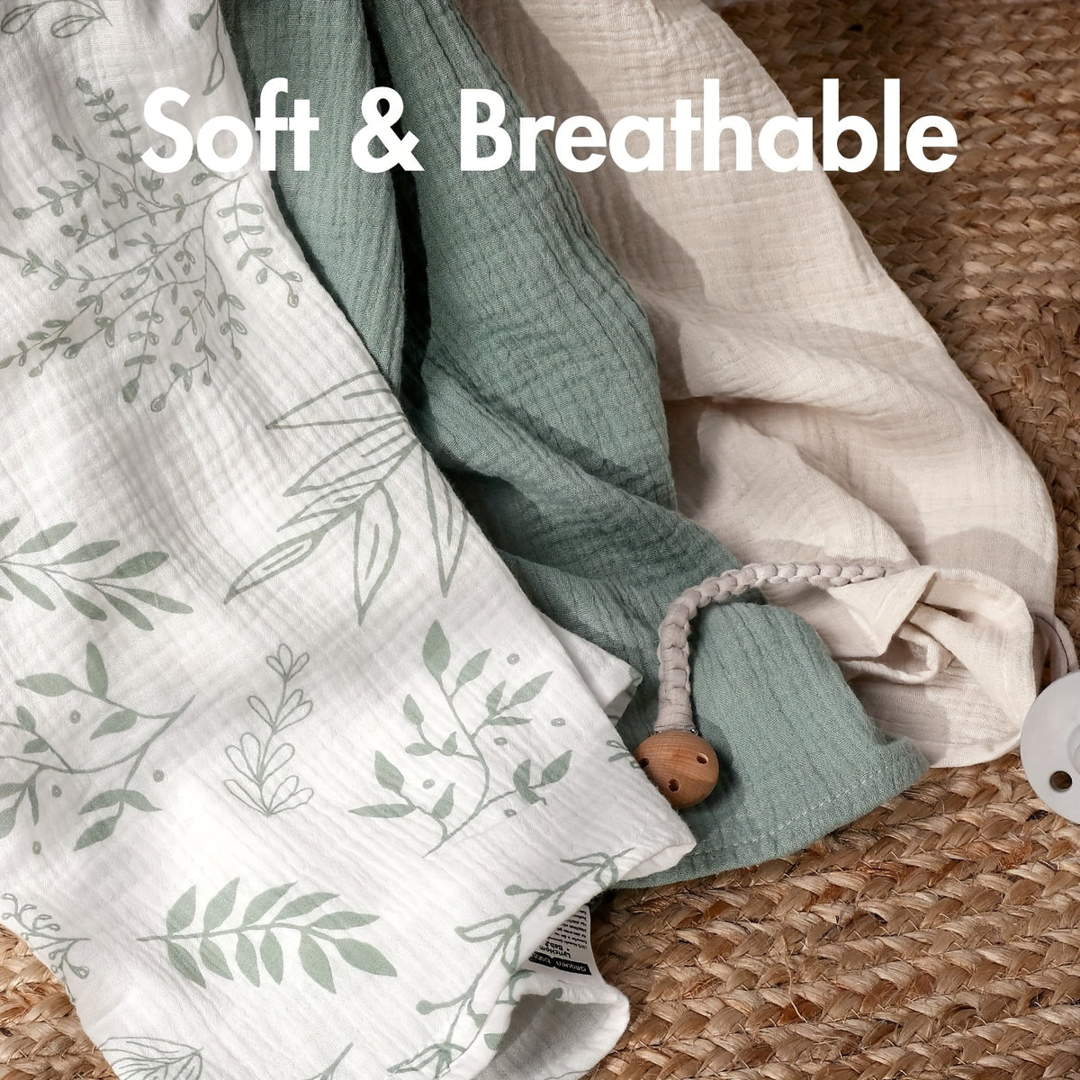 Swaddle Blankets for Newborns, 3-Pack Soft Breathable 38 x 40 Inch Receiving Blankets for Swaddling, Burp Cloth Use & Baby Shower Gifts
