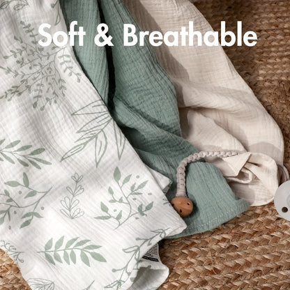 Swaddle Blankets for Newborns, 3-Pack Soft Breathable 38 x 40 Inch Receiving Blankets for Swaddling, Burp Cloth Use & Baby Shower Gifts