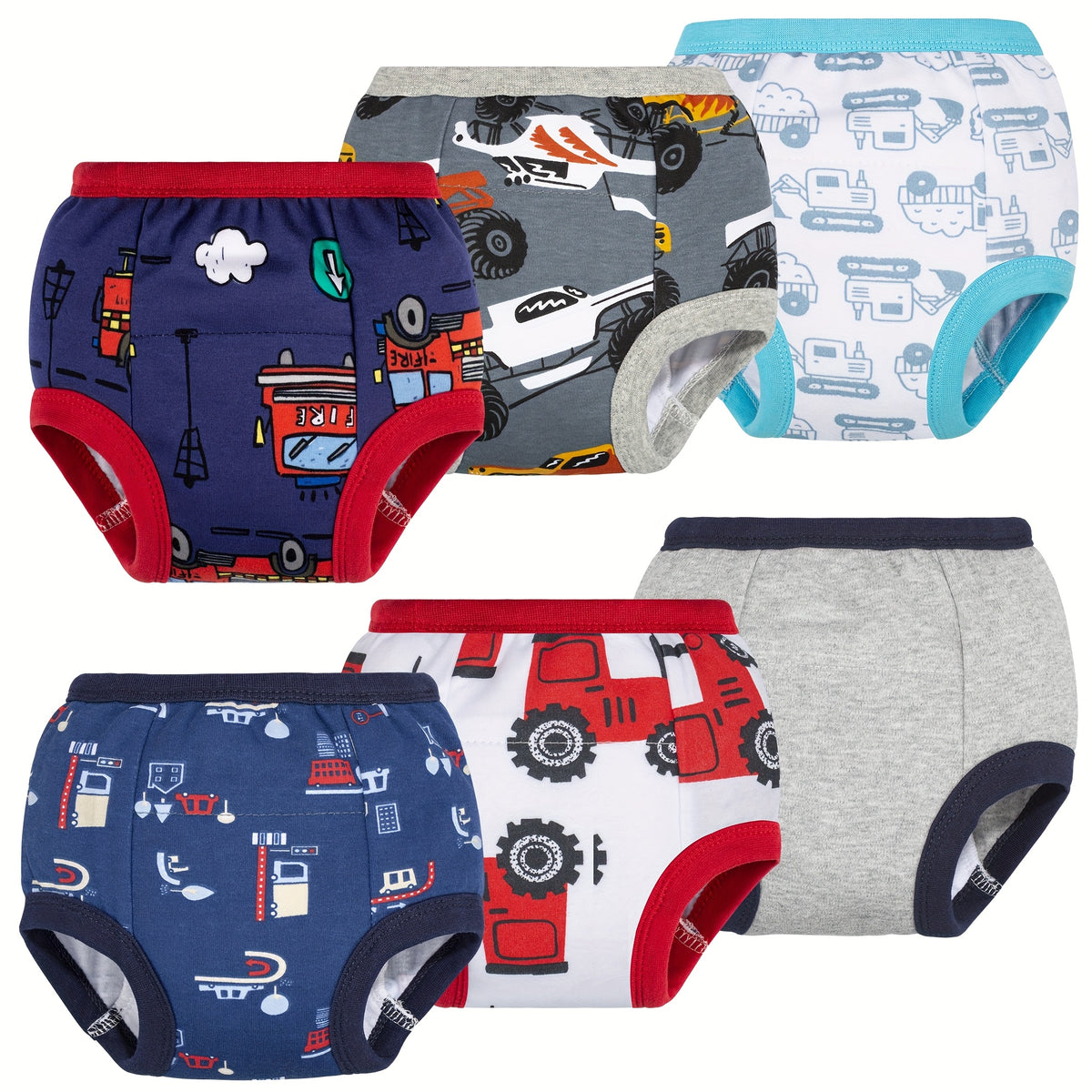 Boys' Potty Training Underwear 6-Pack, Soft Absorbent Toddler Training Pants in Mixed Colors, Multiple Listed Sizes for Everyday Toilet Learning
