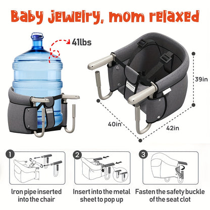 Portable Hook-On High Chair for Babies 6-36 Months, Foldable Table Feeding Seat with 3-Point Harness for Family Meals and Travel