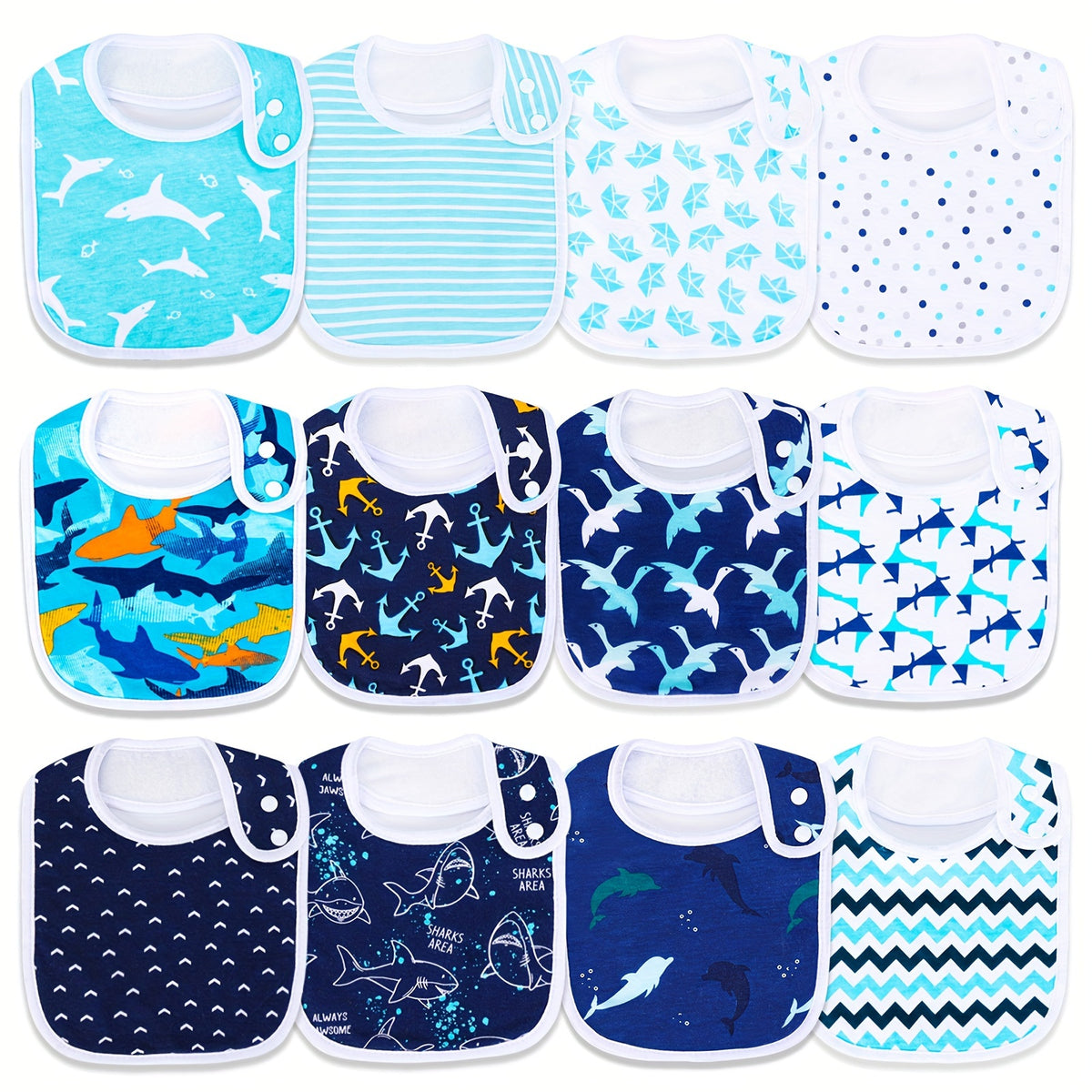 Snap-Closure Bandana Drool Bib Set for Babies 0–36 Months, Absorbent Adjustable-Fit Feeding Bibs for Boys and Girls for Daily Wear