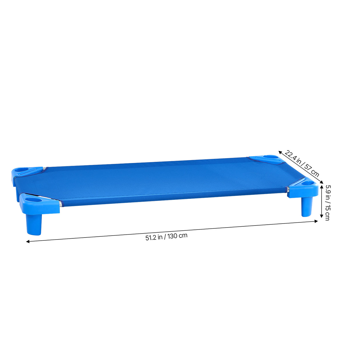 Stackable Toddler Nap Cots (Pack of 4 or 6) – Portable Daycare Sleeping Beds for Kids, 52" L x 23" W Preschool Classroom Rest Cots with Sturdy Steel Frame and Breathable Oxford Fabric, Blue