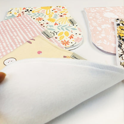 Contoured Burp Cloths 5-Pack for Newborn Feeding, Soft Absorbent Shoulder Burp Rags with Printed Pink, Blue and Mixed Color Style Options