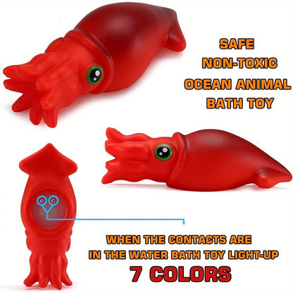 Light-Up Bath Toys 6-Pack with Sea Animal Shapes, Colorful Bathtub Water Play Set in Random Colors for Supervised Kids Bath-Time Activities