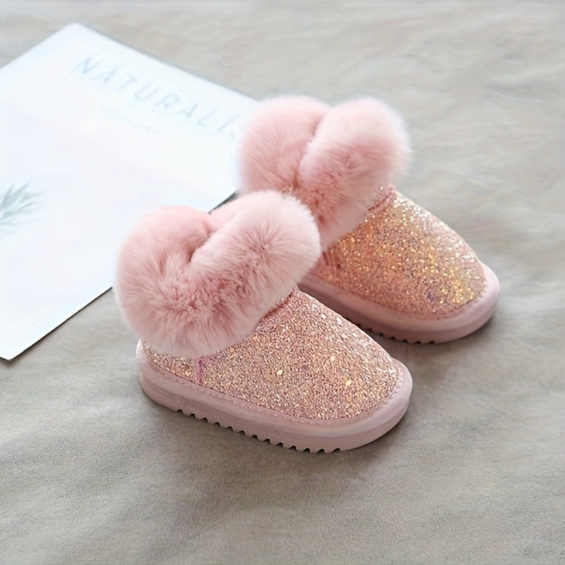 Kids Lined Snow Boots for Girls and Boys, Thickened Winter Footwear with Non-Slip Design, Grey, Black or Pink, Infant to Little Kid Sizes