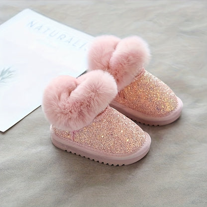 Kids Lined Snow Boots for Girls and Boys, Thickened Winter Footwear with Non-Slip Design, Grey, Black or Pink, Infant to Little Kid Sizes