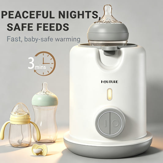 3-Minute Baby Bottle Warmer & Steam Sterilizer with Anti-Dry-Burn Protection and Automatic Shut-Off for Convenient Daily Bottle Preparation