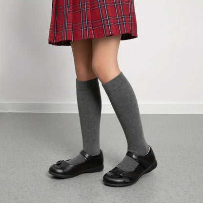 Latex-Cushioned Bow Mary Jane School Flats for Girls - Hook & Loop Strap, Round Toe, Comfortable Everyday Shoes for Toddler, Little Kid & Big Kid, Great for School, Party & Special Occasions
