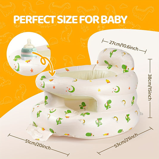 Portable Infant Floor Seat with Built-In Air Pump, Inflatable Upright Baby Support Chair for Ages 3–36 Months, Soft Cushion and Non-Slip Design for Feeding or Bath Time