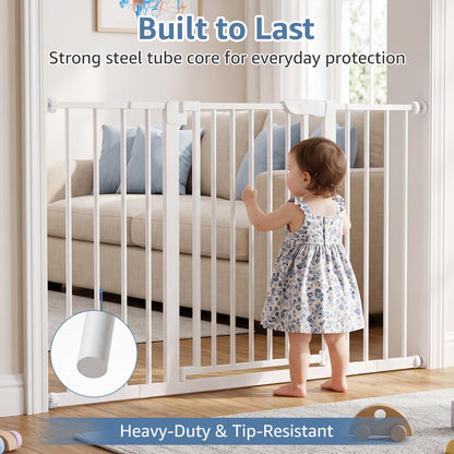 Pressure Mount Baby Gate with Auto-Close Door, No-Drill Metal Safety Barrier for Doorways and Hallways, One-Hand Opening and 29-48 Inch Width Options