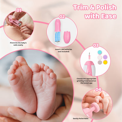 Infant Daily Care Kit 20-in-1 with Nail Clipper, Nasal Aspirator, Hair Brush and Comb, Baby Grooming Essentials with Zippered Case in Pink or Blue
