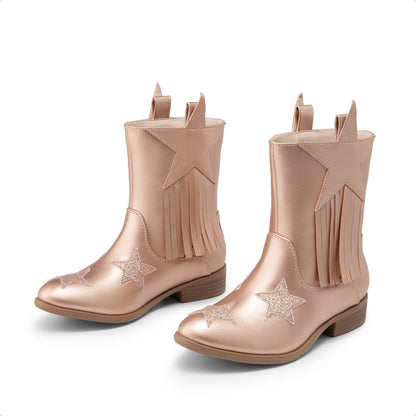 Girls Tassel Cowgirl Boots by DREAM PAIRS, Western Mid-Calf Cowboy Style for Toddler, Little Kid and Big Kid Sizes, Golden, Camel or White Color Options