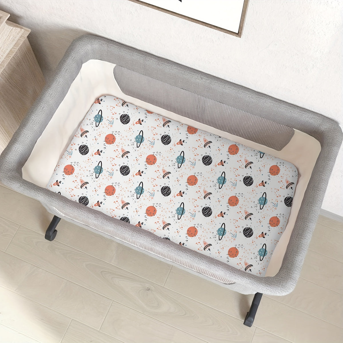 Cradle Bassinet Fitted Sheet Set of 4, 33 x 20 x 4 Inches, Fits Oval Rectangular and Other Mattresses, Soft Skin-Friendly All-Season Fabric, Sheets Only No Mattress Included, Baby Nursery Bedding
