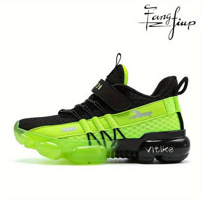 Kids Knit Mesh Running Shoes by FANGFIUP, Breathable Lightweight Round-Toe Sneakers for Boys' Active Play, Training and Everyday Outings