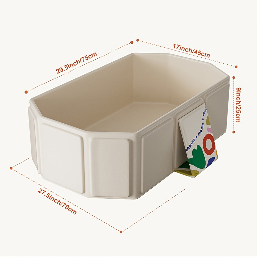 Space-Saving Foldable Kids Bathtub with Non-Slip Base, Portable Collapsible Bath Tub for Small Bathrooms, Family Travel and Easy Storage