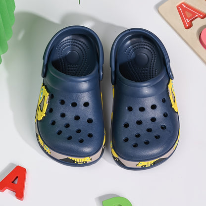 Cartoon Summer Clogs for Kids, Lightweight Breathable EVA Slip-On Sandal-Style Shoes for Boys and Girls in Navy, Rose Red, Pink or Blue