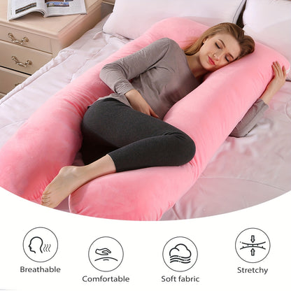 Maternity Back Neck and Leg Support Pillow, U-Shaped Portable Pregnancy Pillow, Soft Comfortable Polyester Body Pillow for Expecting Moms, Hand Wash or Dry Clean, Full Body Pregnancy Support