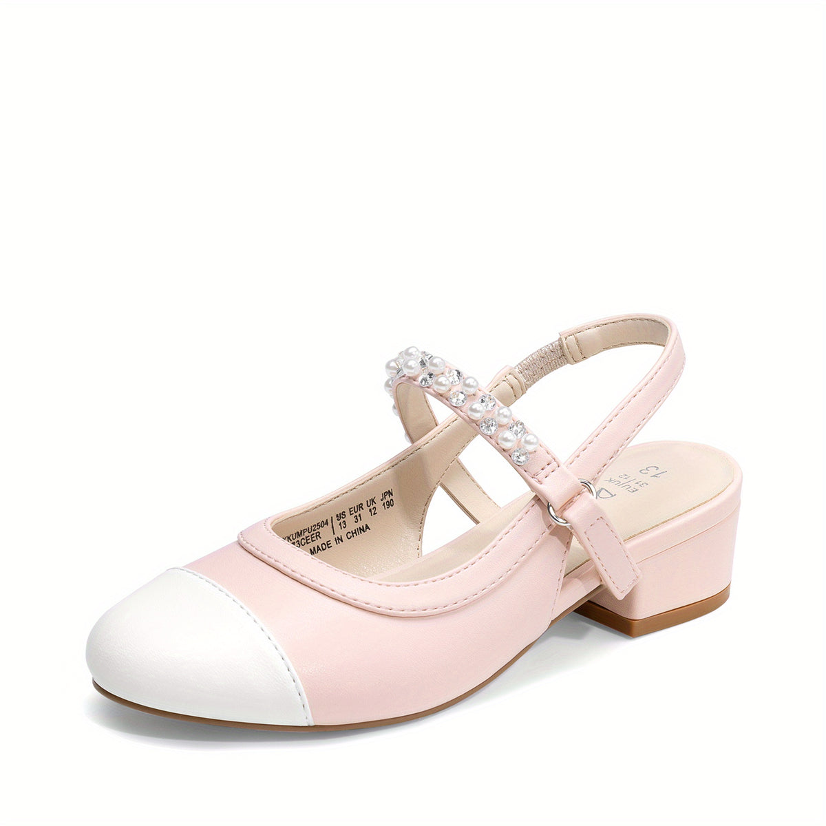 Girls Slingback Party Heels with Round Toe, Dress Shoes for Little and Big Kids for Weddings, Flower Girl Outfits and Princess-Inspired Occasions