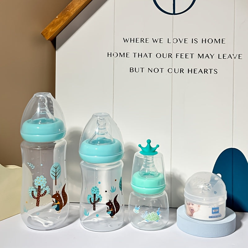 Wide Neck Baby Bottle Gift Set with Covered Feeding Bottles, Pink Green or Blue Options for Everyday Feeding and Baby Shower Gifting