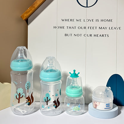 Wide Neck Baby Bottle Gift Set with Covered Feeding Bottles, Pink Green or Blue Options for Everyday Feeding and Baby Shower Gifting