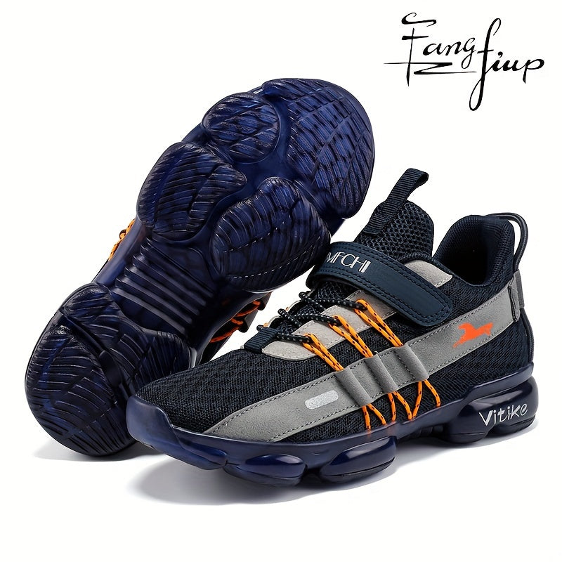 Kids Knit Mesh Running Shoes by FANGFIUP, Breathable Lightweight Round-Toe Sneakers for Boys' Active Play, Training and Everyday Outings