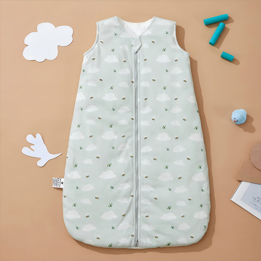 Baby Sleep Sack 2.5 TOG with Quilted Green Bee Print and Two-Way Zipper, Wearable Sleep Bag for Infants and Toddlers in 0 to 24 Month Sizes