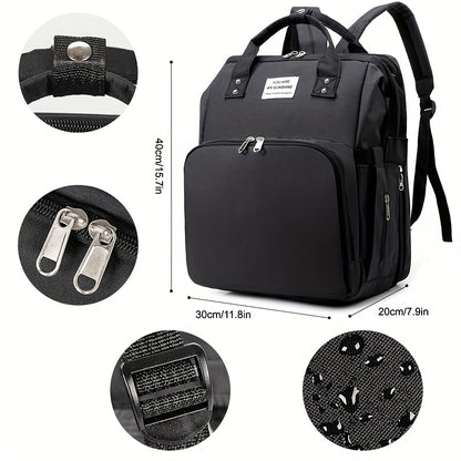 Expandable Baby Bed Diaper Backpack with Insulated Bottle Compartment, Multi-Pocket Large Capacity Changing Bag for Moms and Dads
