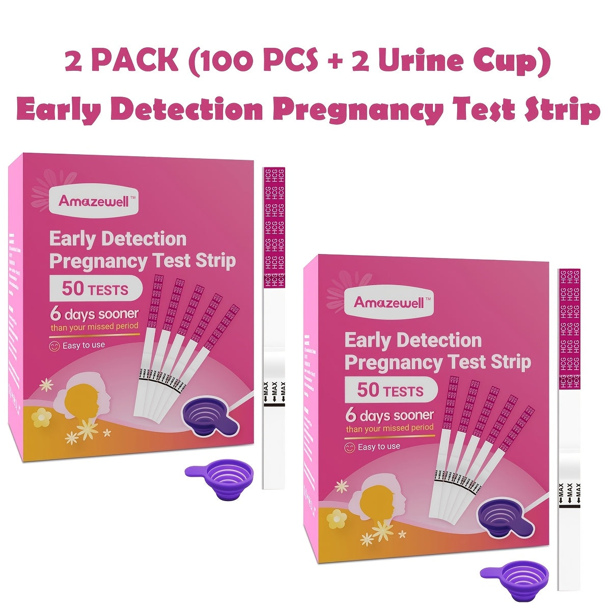 Early Detection Pregnancy Test Strips Kit, 50/100pcs Rapid HCG Home Pregnancy Test, 25mIU/mL Ultra-Sensitive Wide Strips, High Accuracy Bulk Testing Kit for Women and Healthcare Professionals