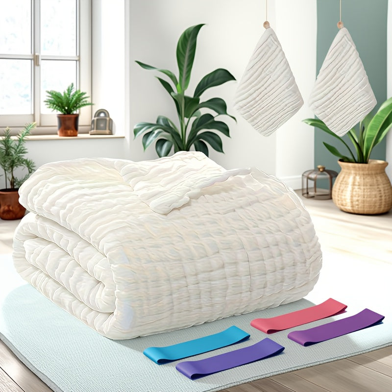 Baby Blanket and Towel Set, 3-Piece Soft Breathable Swaddle Blanket with 2 Absorbent Square Towels for Newborn Care and Baby Shower Gifts