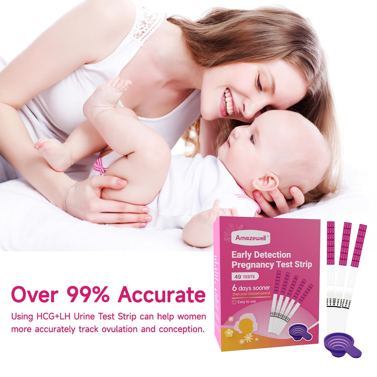 Early Detection Pregnancy Test Strips Kit, 50/100pcs Rapid HCG Home Pregnancy Test, 25mIU/mL Ultra-Sensitive Wide Strips, High Accuracy Bulk Testing Kit for Women and Healthcare Professionals