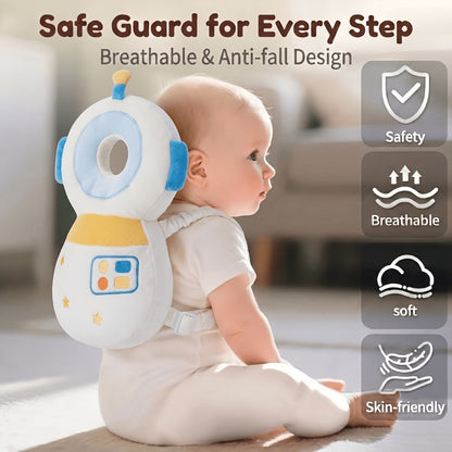 Infant Anti-Fall Cushion Backpack with Astronaut Plush Design, Adjustable Straps and Soft PP Cotton Padding for Crawling and First Steps