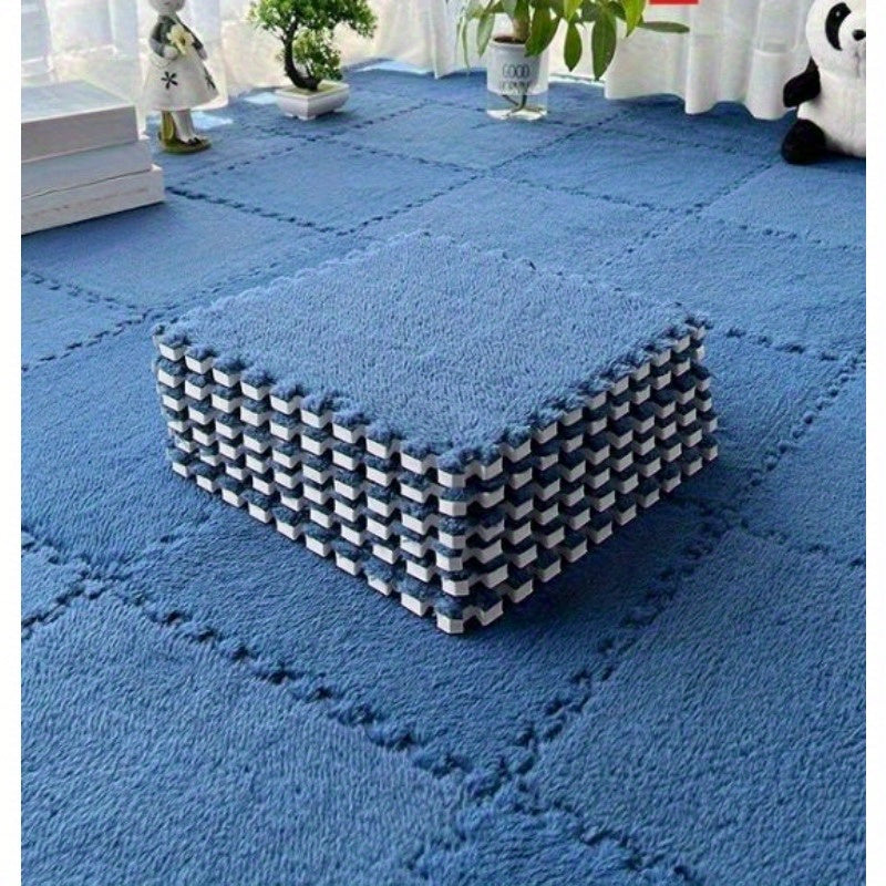 Interlocking Baby Play Mat Tiles, 20-Piece Soft Suede-Style Foam Floor Set with Anti-Skid Surface for Crawling, Playrooms and Nursery Floors