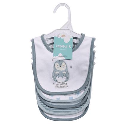 Embroidered Baby Feeding Bibs 5-Pack, Soft Absorbent Cotton Outer Layer with Cartoon Designs for Infant Mealtimes and Drool, Boys and Girls