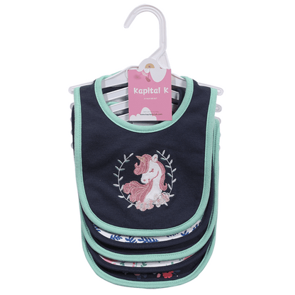 Double-Layer Cotton Baby Bibs 5-Pack with Cartoon Designs, Absorbent Adjustable Feeding Bib Set for Boys and Girls Ages 0–3 Years